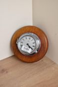 A Sestrel Alarm chrome miniature Bulk Head style Clock, roman numeral dial, dial diameter 6.5cm,