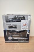 Two Anson Limited Edition Two Car Mixed Scale Die-cast Sets, Cadillac Escalade 2002 and Cadillac