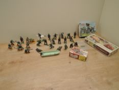 A collection of Britains and Airfix plastic Military Figures including Airfix RAF Emergency Set