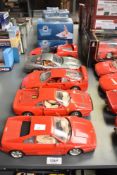 Five Burago 1:18 Ferrari Die-casts, 340 tb (1989), GTO (1984), F40 (1987), 550 Maranello (1996)