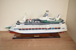 A wooden kit built scale model, Nassau Voyager of the Seas Cruise Ship, on fitted stand, length
