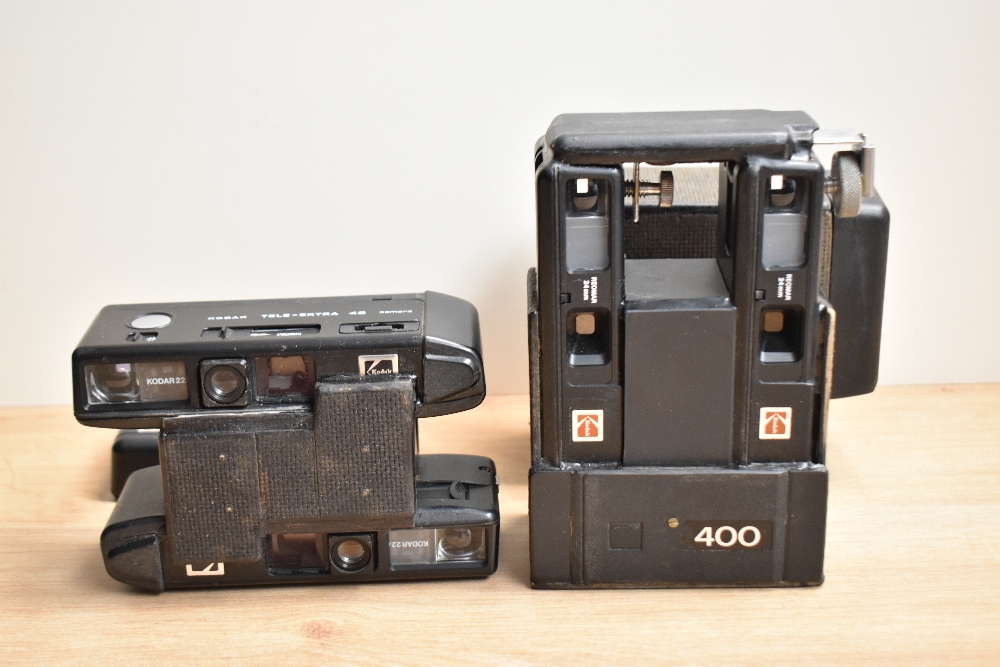 Two handbuilt dual/stereo cameras using Kodak Tele Ektra 42 cameras