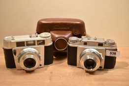Two Franka Super Frankette cameras with Schnieder-Kreuznach Xenor 1:2,8 45mm len