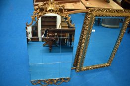 Three assorted large gilt frame wall mirrors