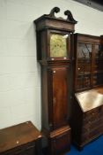 A 19th Century mahogany long cased clock having eight day movement with brass dial (possibly earlier