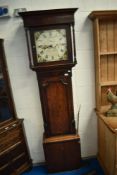 A 19th Century oak long cased clock having 8 day movement with painted dial named for Burton,