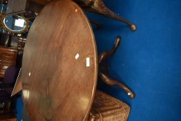 A 19th Century mahogany pedestal table having circular top on turned column and triple splay legs,