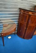 An Edwardian mahogany corner cupboard on stand, having inlaid decoration, height approx 185cm