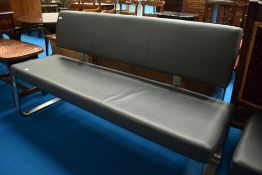A modern shop/waiting room vinyl upholstered settee and bench , width approx. 157 & 100cm