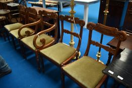 A set of five (four plus one) Regency style rail back dining chairs