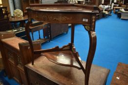 An Edwardian inlaid corner wash stand or hall table having inlaid decoration