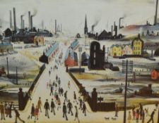 After Laurence Stephen Lowry (1887-1976, British), three coloured prints, 'Waiting For The Shops