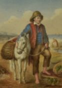 19th Century School, watercolour, A man and donkey on beach, signed 'Reynold Smith' and dated 1871