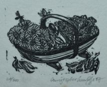 20th Century School, dry point etching, 'Summer Trug', signed Christopher Gintoffe (?) to the