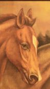 20th Century Continental School, 'de Grieux', coloured print, A close up of two galloping chestnut