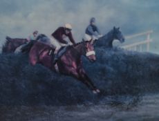 After David French (20th Century), coloured print, 'Red Rum, Winner of The Grand National', with