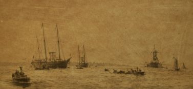 Rowland Langmaid (1897-1956, British), etching, 'The Royal Yacht Victoria and Albert', of maritime