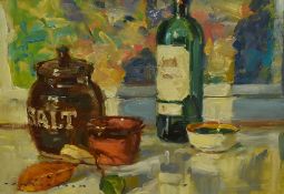 *Local Interest - Tom Oldham (1928-2019, British), oil on board, Two still life arrangements - '