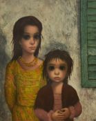 After Walter Keane (1915-2000, American), coloured print, 'The Gypsies', a portrait of two girls