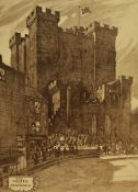 A folder of reproductions of drawings depicting Old Newcastle, sizes 32cm x 40cm