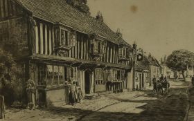 After Preston Cribb (1876-1937, British), etching, 'The Talbot, Chaddersley Corbett', framed,