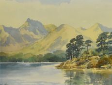 E.Grieg Hall (1929-2017, British), watercolour, Derwentwater and the Coledale fells from Calf