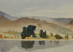 *Local Interest - A.W. Brown (20th Century, British), watercolour, Derwentwater, Lake District,