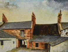 J.Dykes (20th Century, British), acrylic on board, 'Ayr, Tam O' Shanter Museum, Back Courtyard',