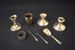 A Victorian silver mounted horn beaker, the mounted rim engraved 'H.G.S.A.S', along with a shield