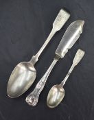 A small assortment of 19th century silver flatware and cutlery, comprising an Old English fiddle
