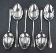 A set of six George VI silver Old English pattern serving spoons, marks for Sheffield 1938, maker