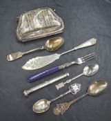 An interesting late 19th/early 20th century white metal propelling pencil with ink nib, sold along