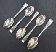 A set of four George V silver Old English pattern teaspoons, sold along with a Victorian silver