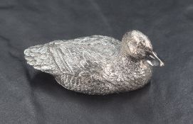 A Magrino silver filled model of a duck, with import marks for London 1993, makers mark FM, 32g