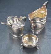 A group of 18th/19th century silver table accoutrements, comprising a milk jug of oval form with