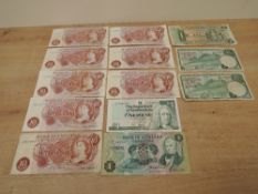 Eight Bank of England Ten Shilling Banknotes, Hollom 37L 785983 and 22H 012209, Fforde D02N
