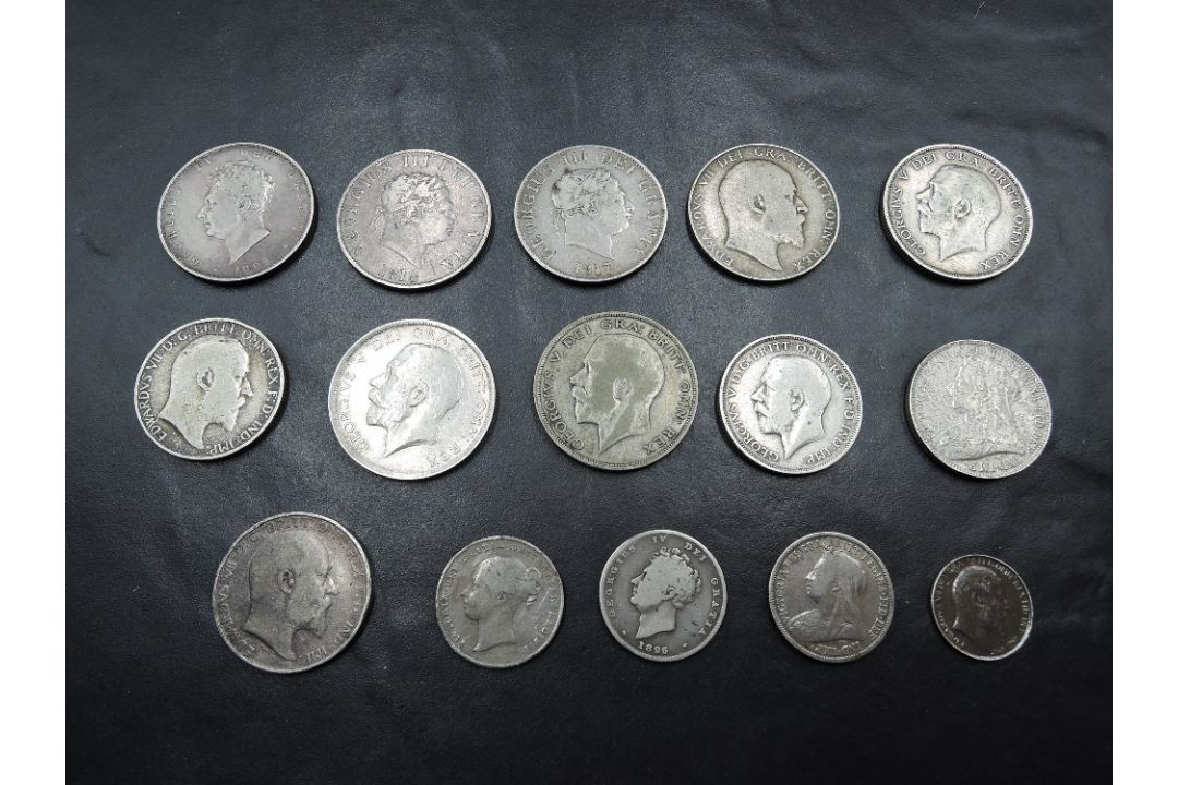 A collection of GB Silver Coins, Half Crowns, 1817 & 1819 George III, 1825 George IV, 1906 Edward - Image 2 of 2