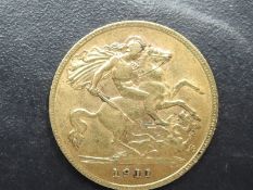 A 1911 George V Gold Half Sovereign, Royal Mint