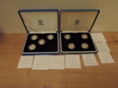 A Royal Mint Four Coin One Pound Silver Proof Set 1999-2002, England, Scotland, Wales and Northern