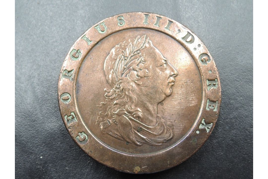A 1797 George III Copper Two Pence, heavily cleaned - Image 2 of 2