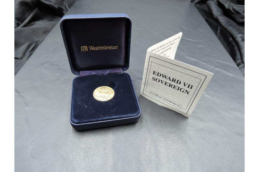 A 1906 Edward VII Gold Sovereign, George & Dragon, Melbourne Mint, Westminster Mint Case and - Image 3 of 3