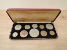 A 1953 Elizabeth II Ten Coin Proof Set, Farthing to Crown, in fitted case