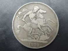 A 1822 George III Silver Crown, TERTIO on edge