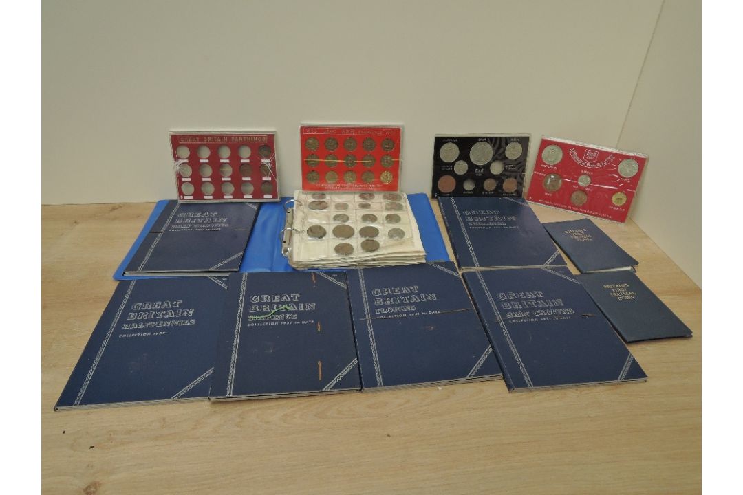 A collection of GB Coins in album and folders including Silver Sixpences, Florins, Half Crowns - Image 1 of 6