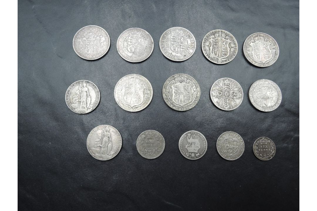 A collection of GB Silver Coins, Half Crowns, 1817 & 1819 George III, 1825 George IV, 1906 Edward - Image 1 of 2