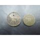Two Irish Gun Money Coins, 1689 Large Half Crown XXX FeB, two small holes seen and 1690 Small Half - Image 1 of 2