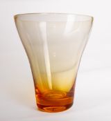A Whitefriars glass Lotus vase, of tapering cylindrical form in Golden Amber, designed by Barnaby