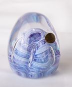 A Whitefriars glass full lead crystal 'streaky' paperweight, of un-cut domed egg shape form with