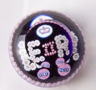 An Whitefriars glass 1977 experimental miniature Silver Jubilee Cypher paperweight, number PL511