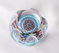 A Whitefriars glass P5 Tall Dome paperweight, 6+1 finger-cut with s millefiore concentric bands,